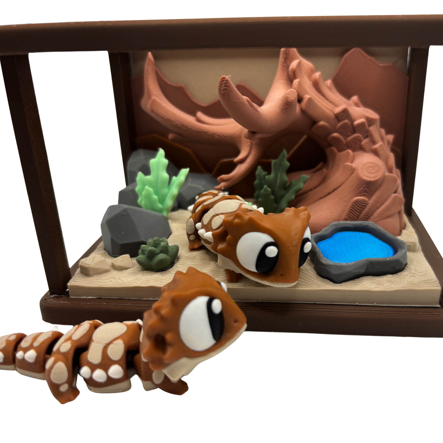 Flexi Lizards Play Set | Desert Scene with 2 Bearded Dragons