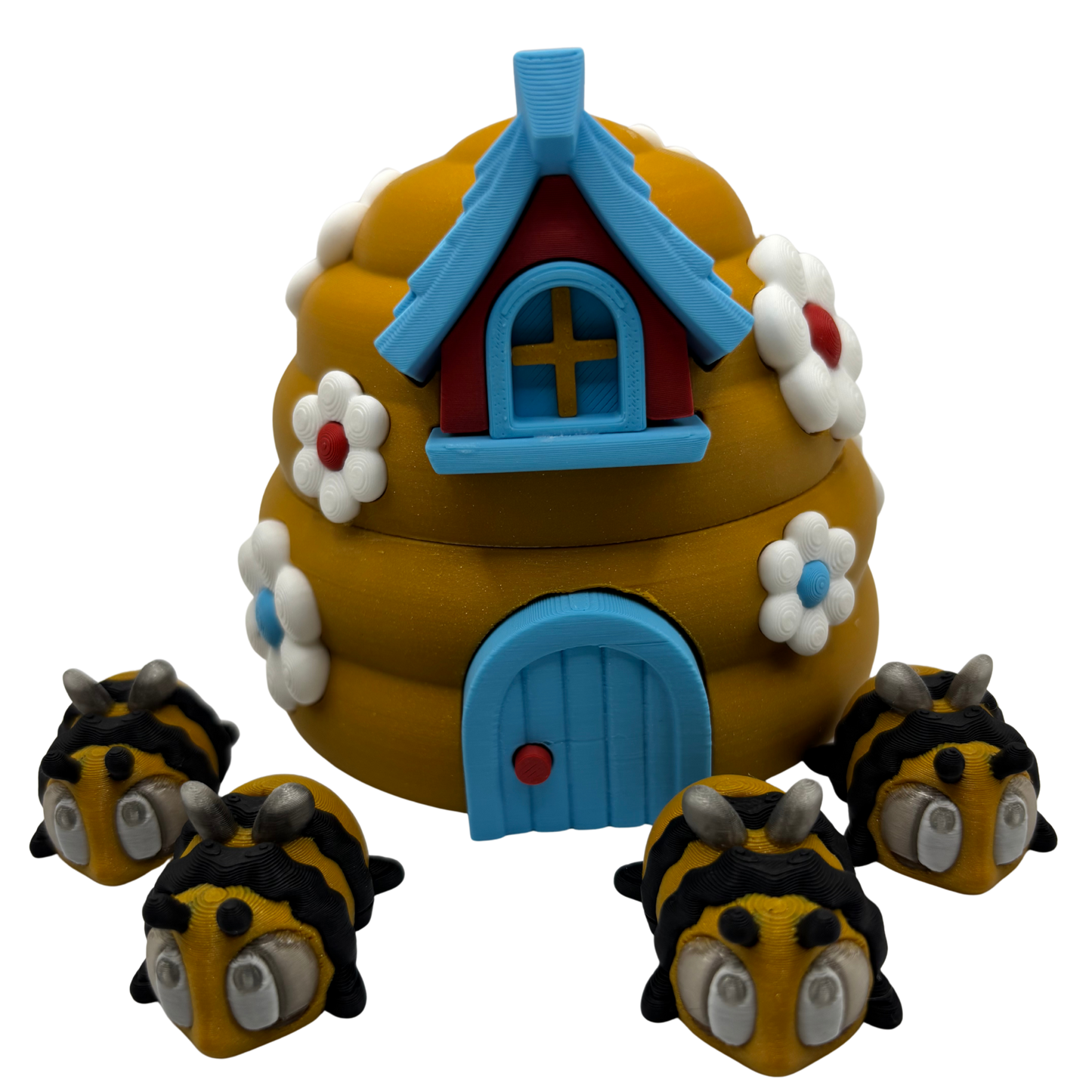 Flexi Bee and Hive House Play Set | 3D Printed Articulated Bees and Hive Container
