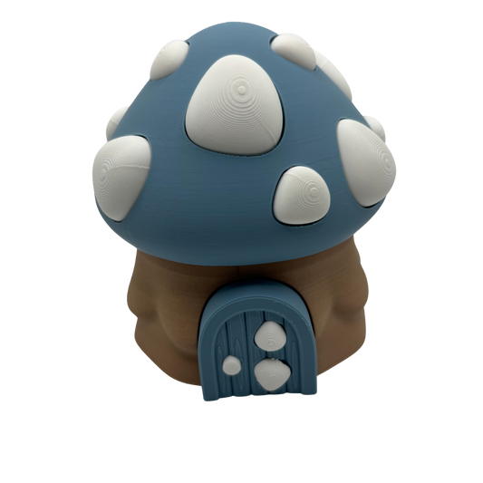 Flexi Blue and Tan Mushroom with Dragons Play Set | 3D Printed Articulated Container