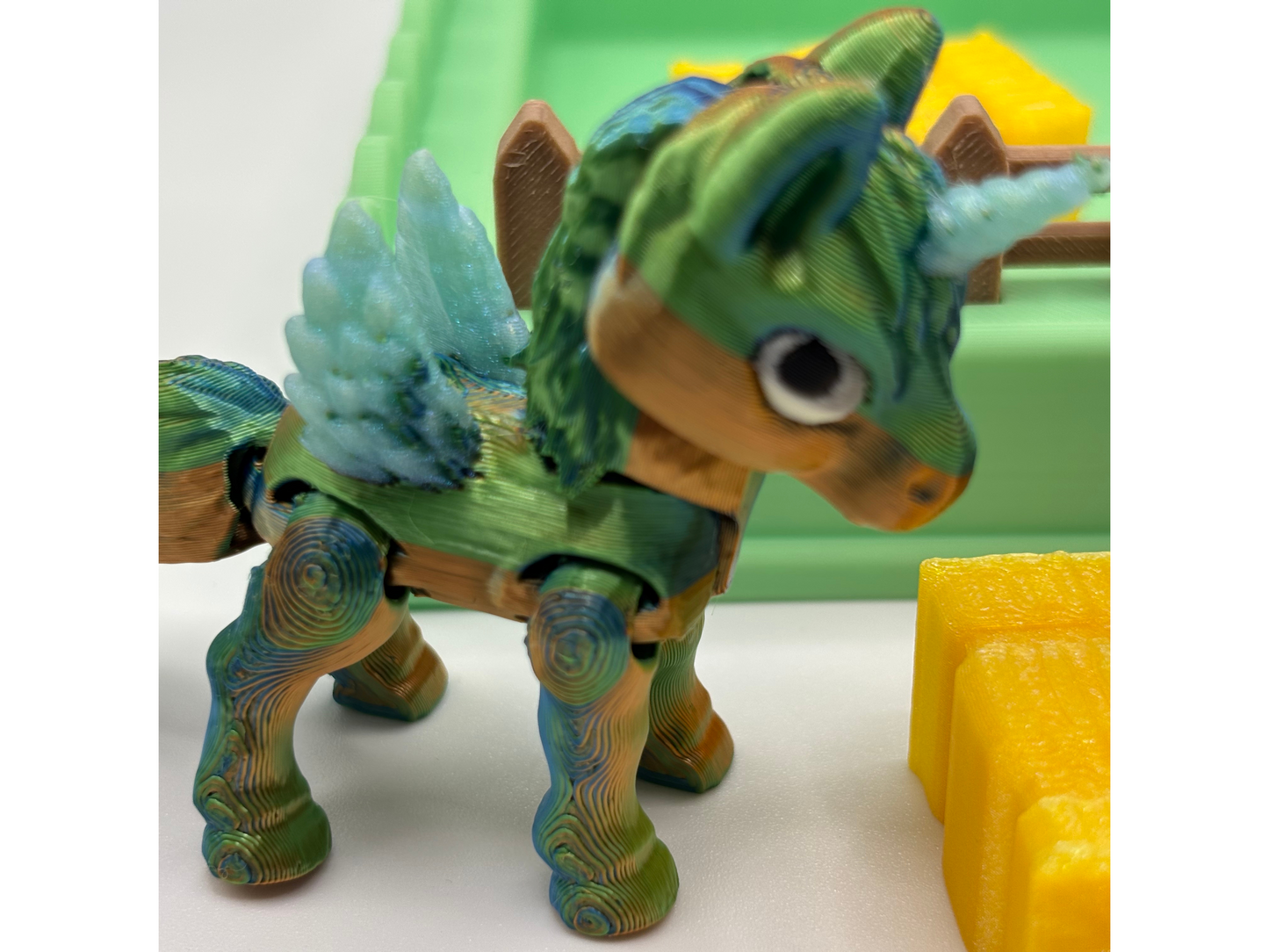 Flexi Pegasus Pasture Play Set | 3D Printed Articulated Tiny Alicorn / Unicorn / Pegasus