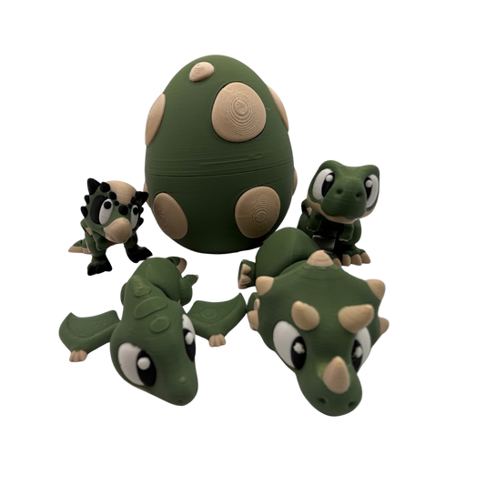 Flexi Dinosaur Play Set | 3D Printed Jurassic Scene with 2 Dinosaurs and Egg