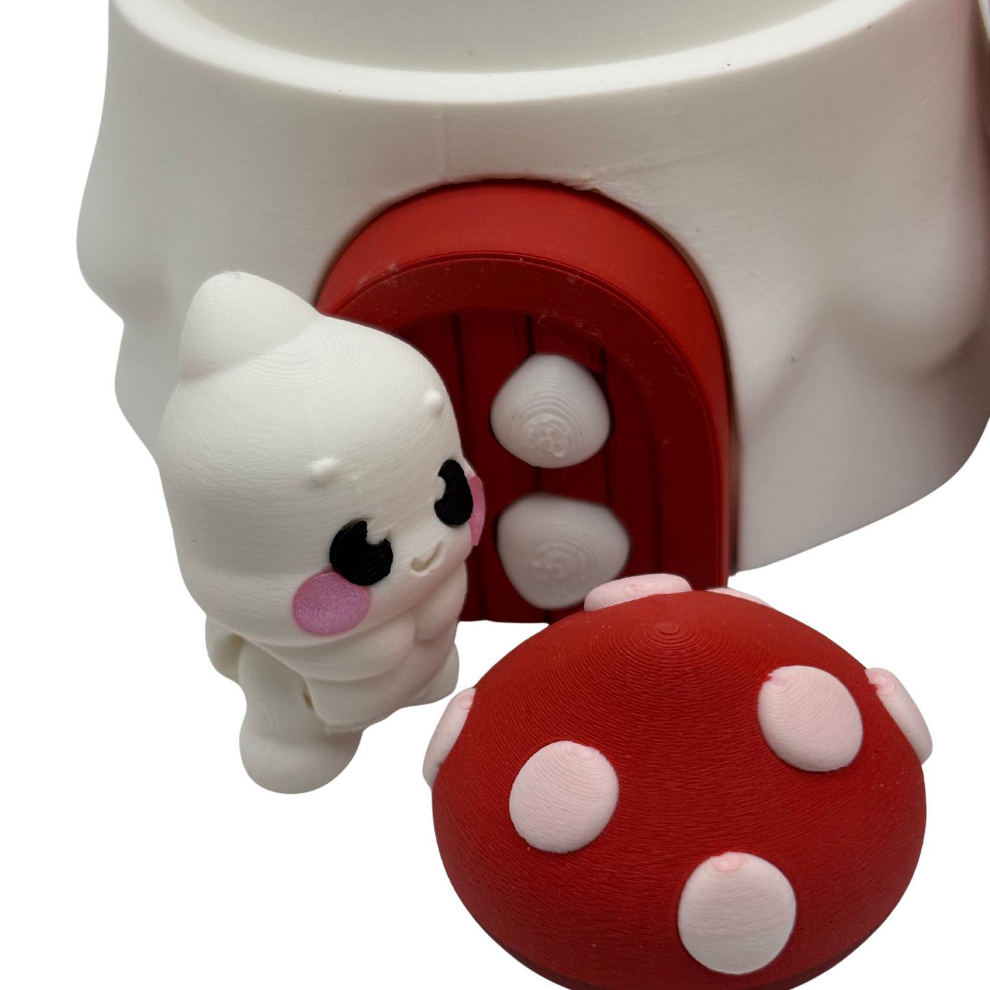 Flexi Red Mushroom Dragon and Mr. Fungo Play Set | 3D Printed Articulated Container and Dragon