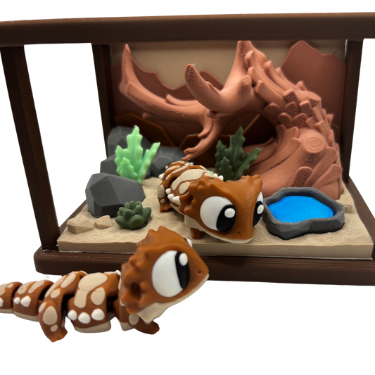 Flexi Lizards Play Set | Desert Scene with 2 Bearded Dragons