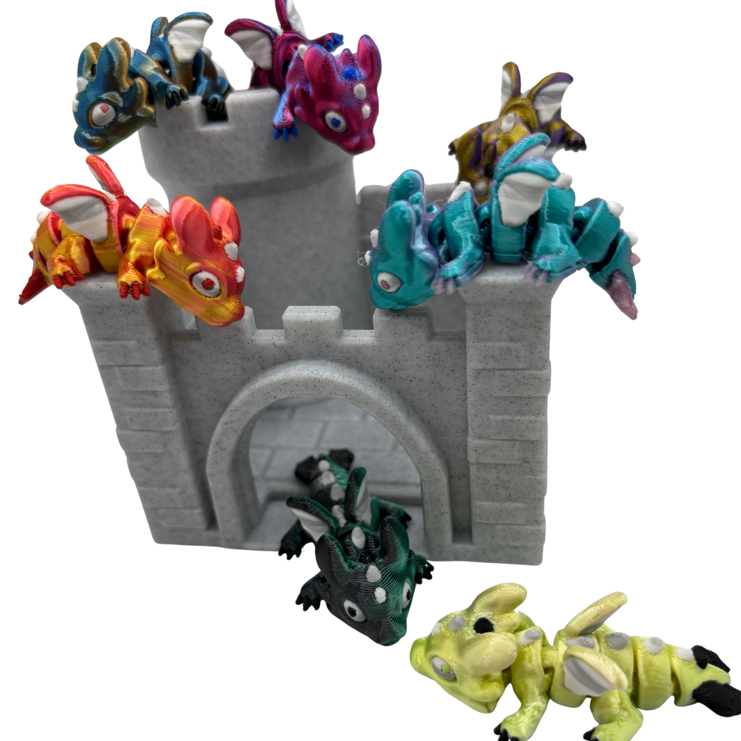 Flexi Mini Dragon Castle | 3D Printed Play Set | Articulated Silky Dragons