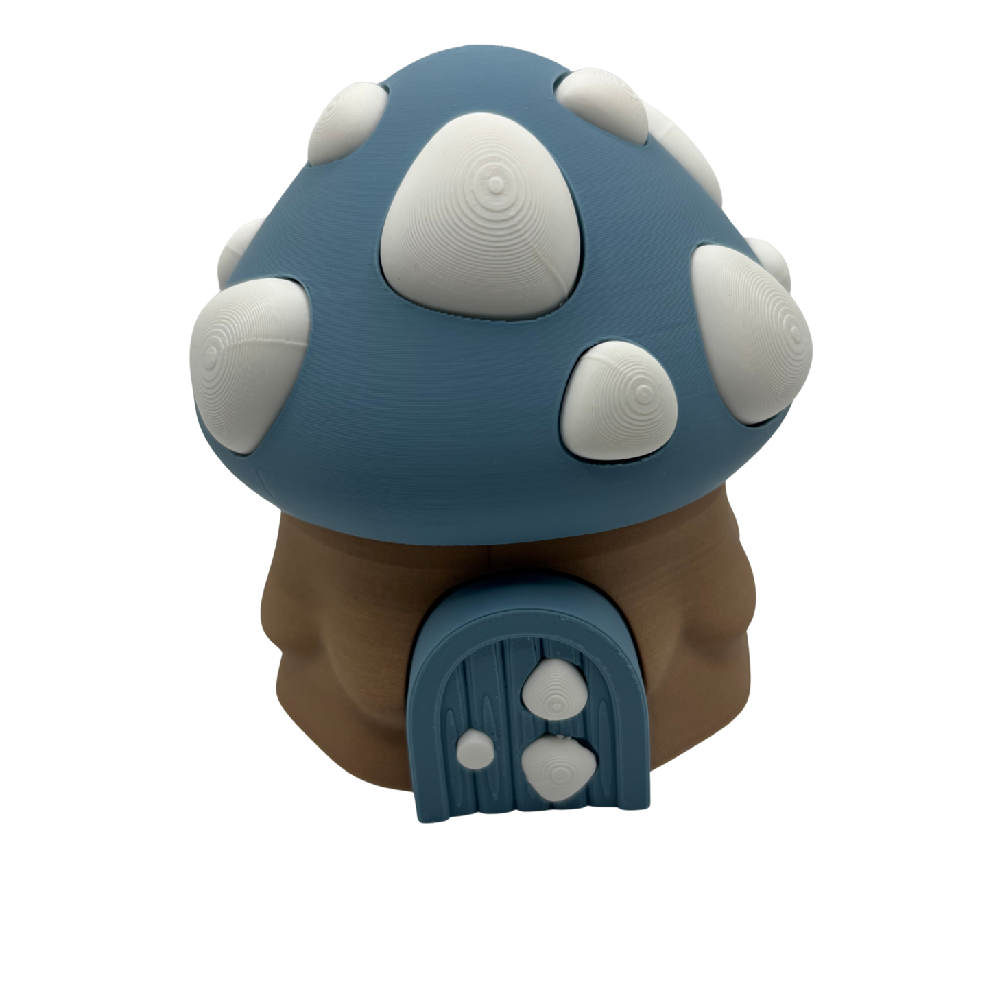 Flexi Blue and Tan Mushroom with Dragons Play Set | 3D Printed Articulated Container