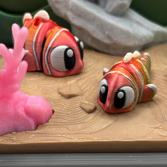 Flexi Tropical Fish with Aquarium Play Set | 3D Printed Articulated Clownfish