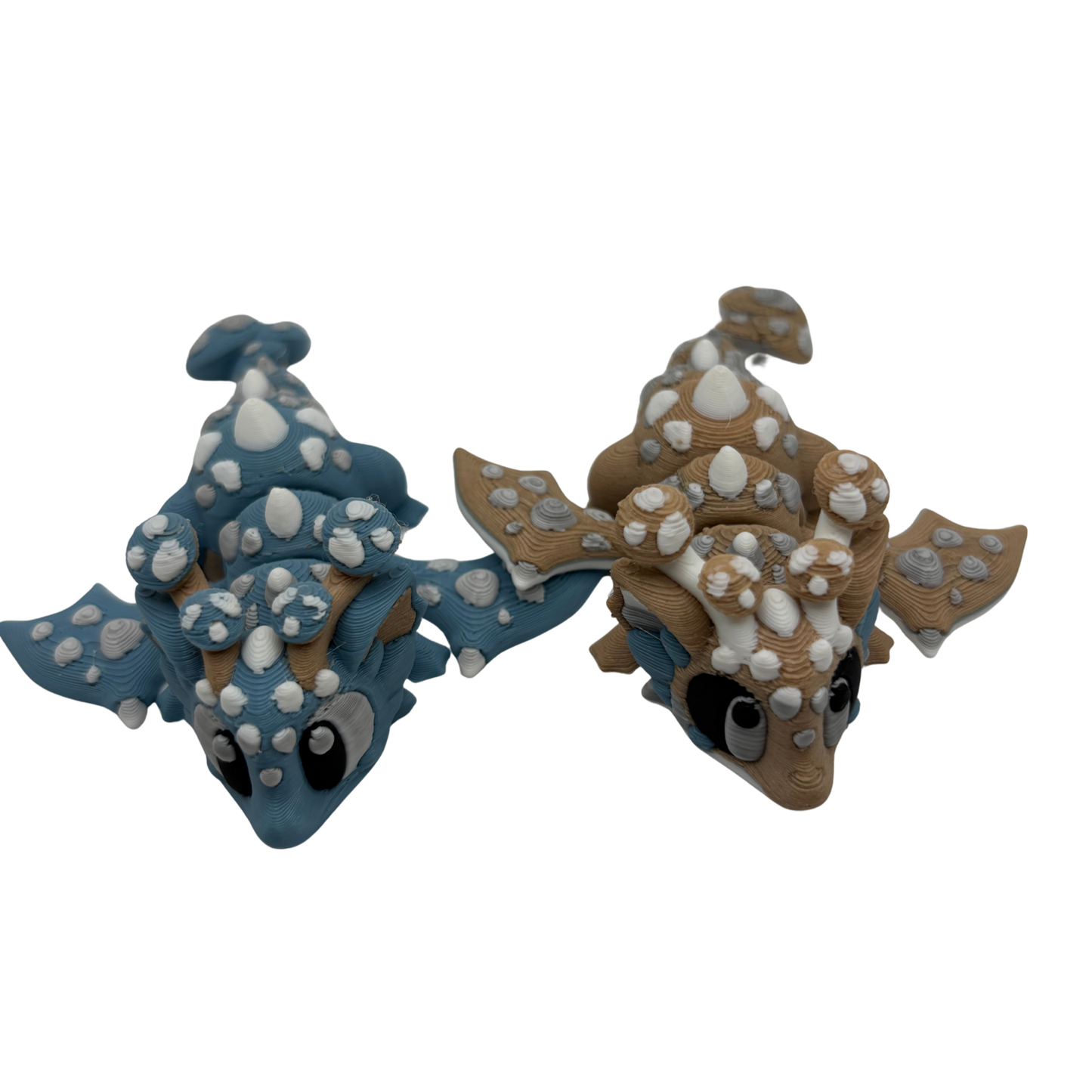 Flexi Blue and Tan Mushroom with Dragons Play Set | 3D Printed Articulated Container