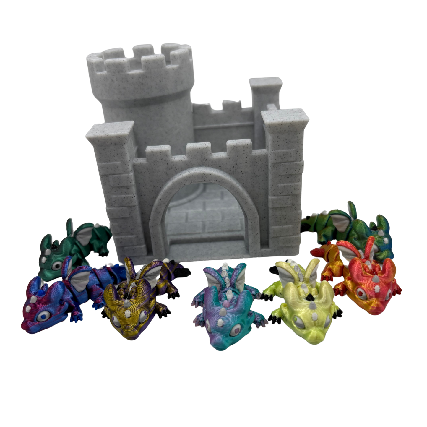 Flexi Mini Dragon Castle | 3D Printed Play Set | Articulated Silky Dragons