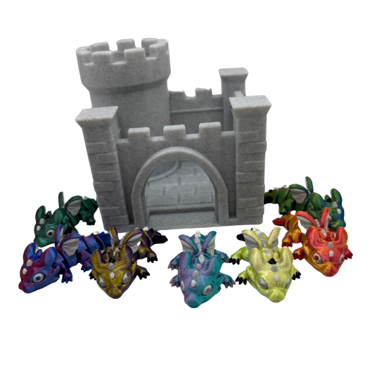 Flexi Mini Dragon Castle | 3D Printed Play Set | Articulated Silky Dragons